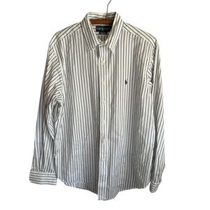 Ralph Lauren Mens size 16 1/2 34/35 Black White Stripe button down shirt